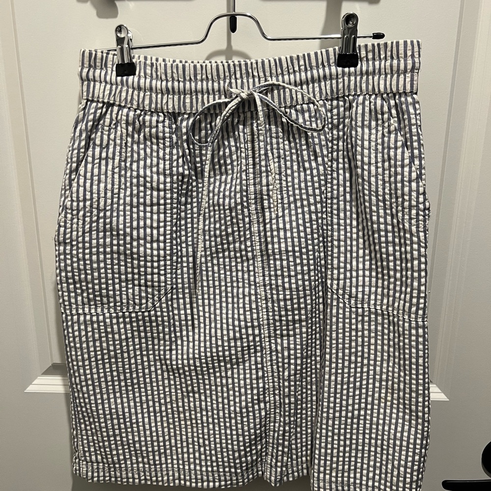 Elegant Blue and White Striped Skirt